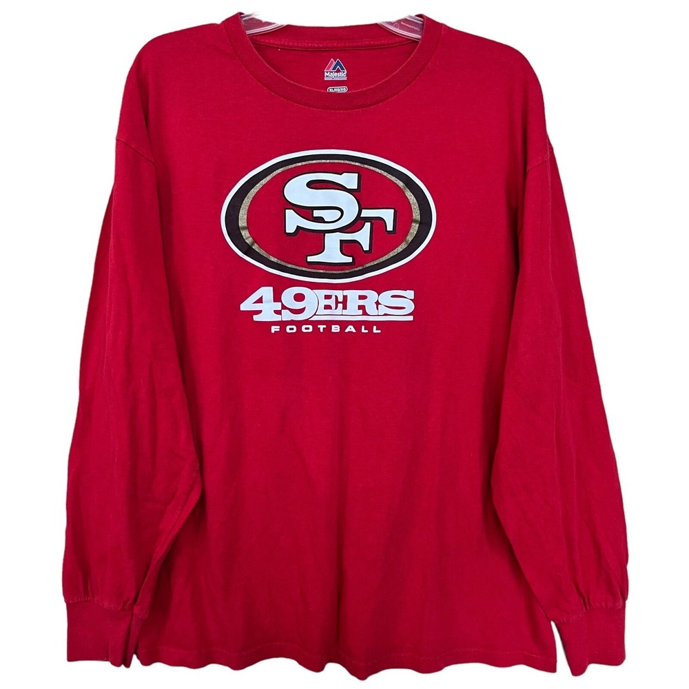 San Francisco 49ers NFL Majestic Mens XL Tshirt Red Long Sleeve Football Shirt